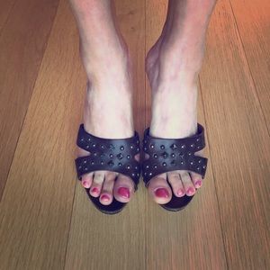 Sam & Libby Dark Brown Studded Sandal, Size 9